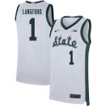 Men Joshua Langford Michigan State Spartans #1 Nike NCAA Retro White Authentic College Stitched Basketball Jersey RT50Y55ZD